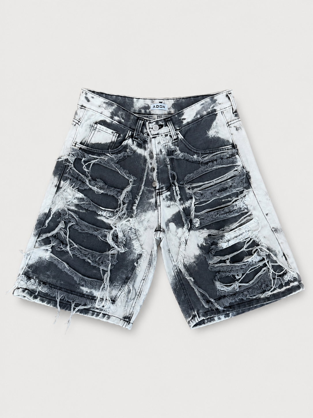 Bermuda Denim Tie-Dye Grigio Distressed