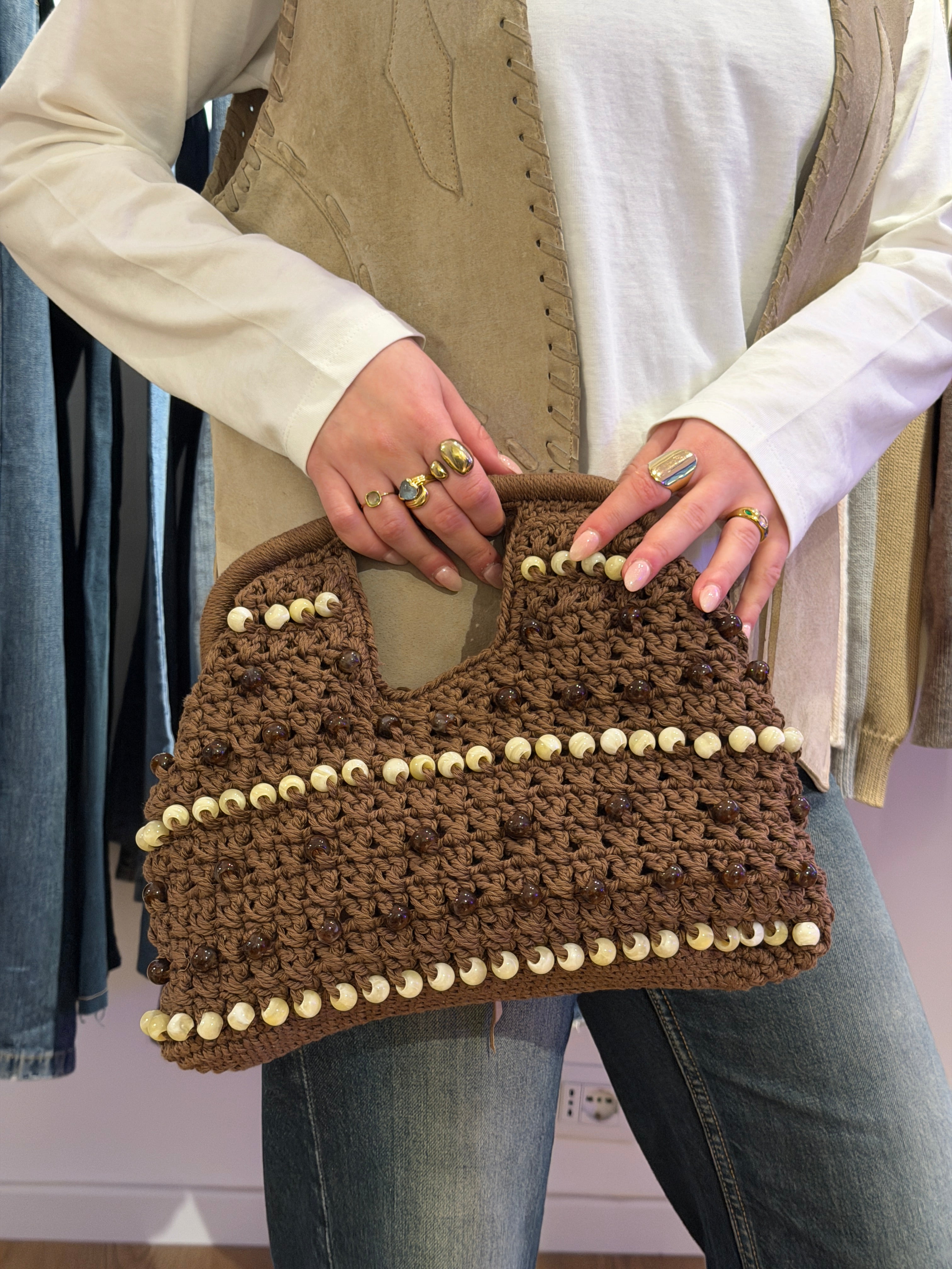 Borsa uncinetto con perline