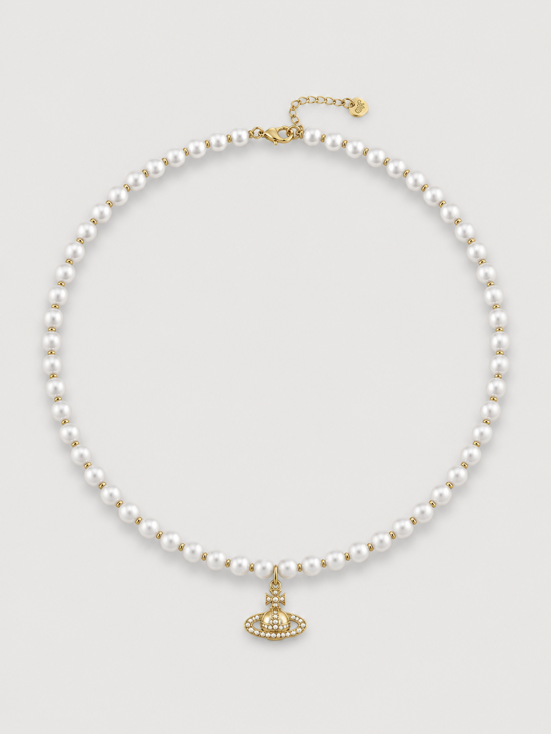 Collana con perle e iconico pendente orb gold
