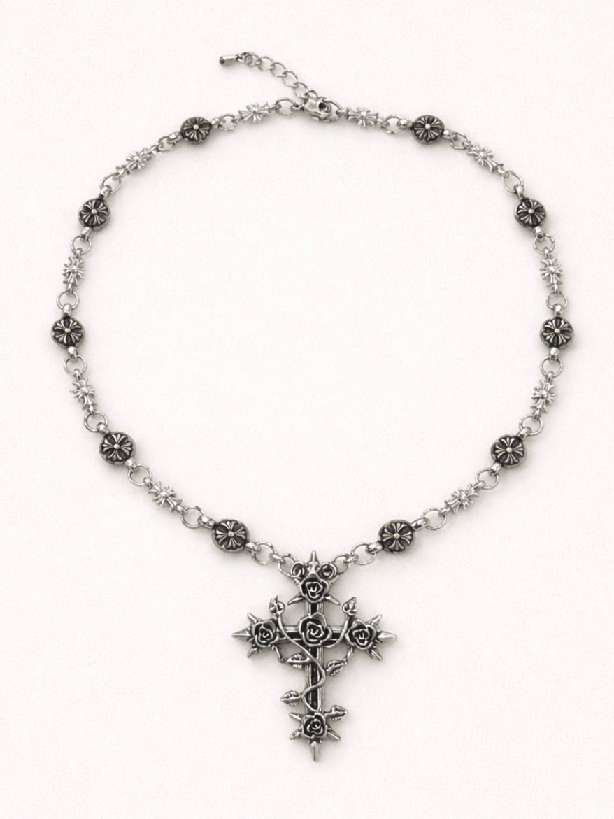 Collana gothic cross roses