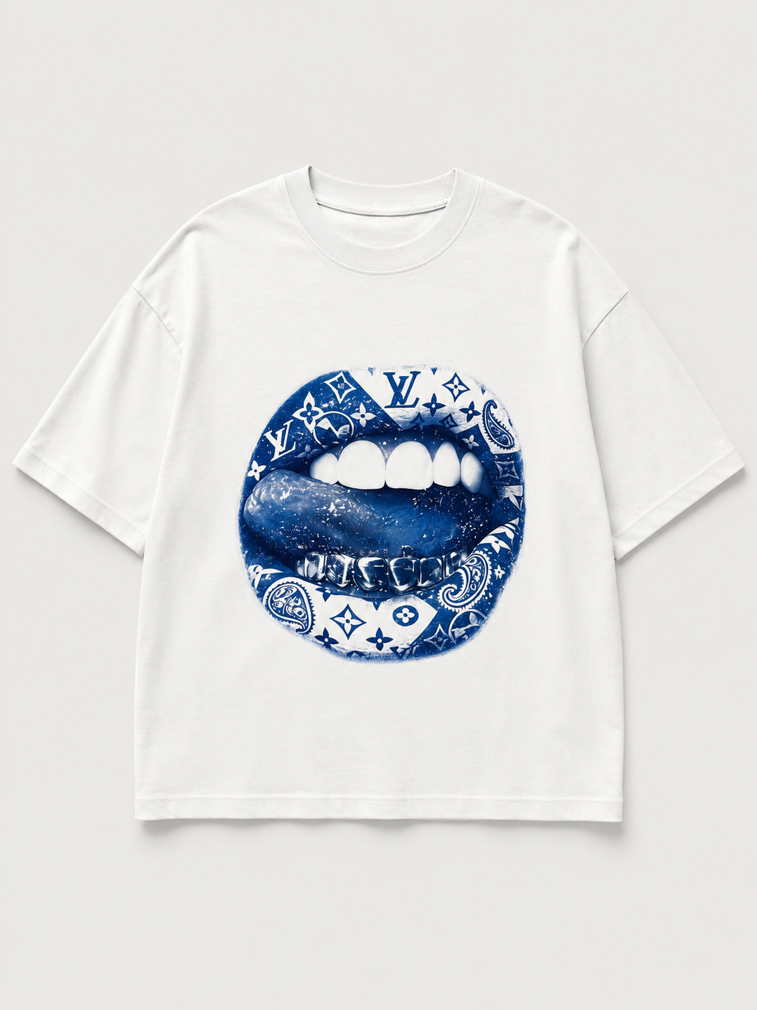T-shirt graphic lips blue boxy fit