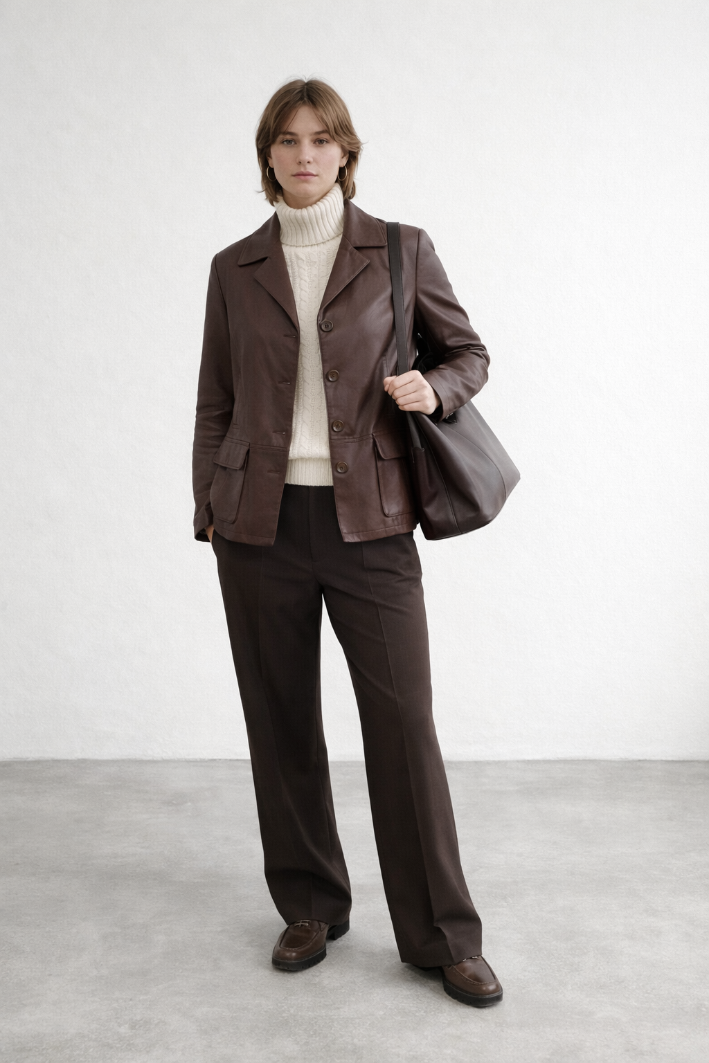 Giacca vintage in vera pelle marrone