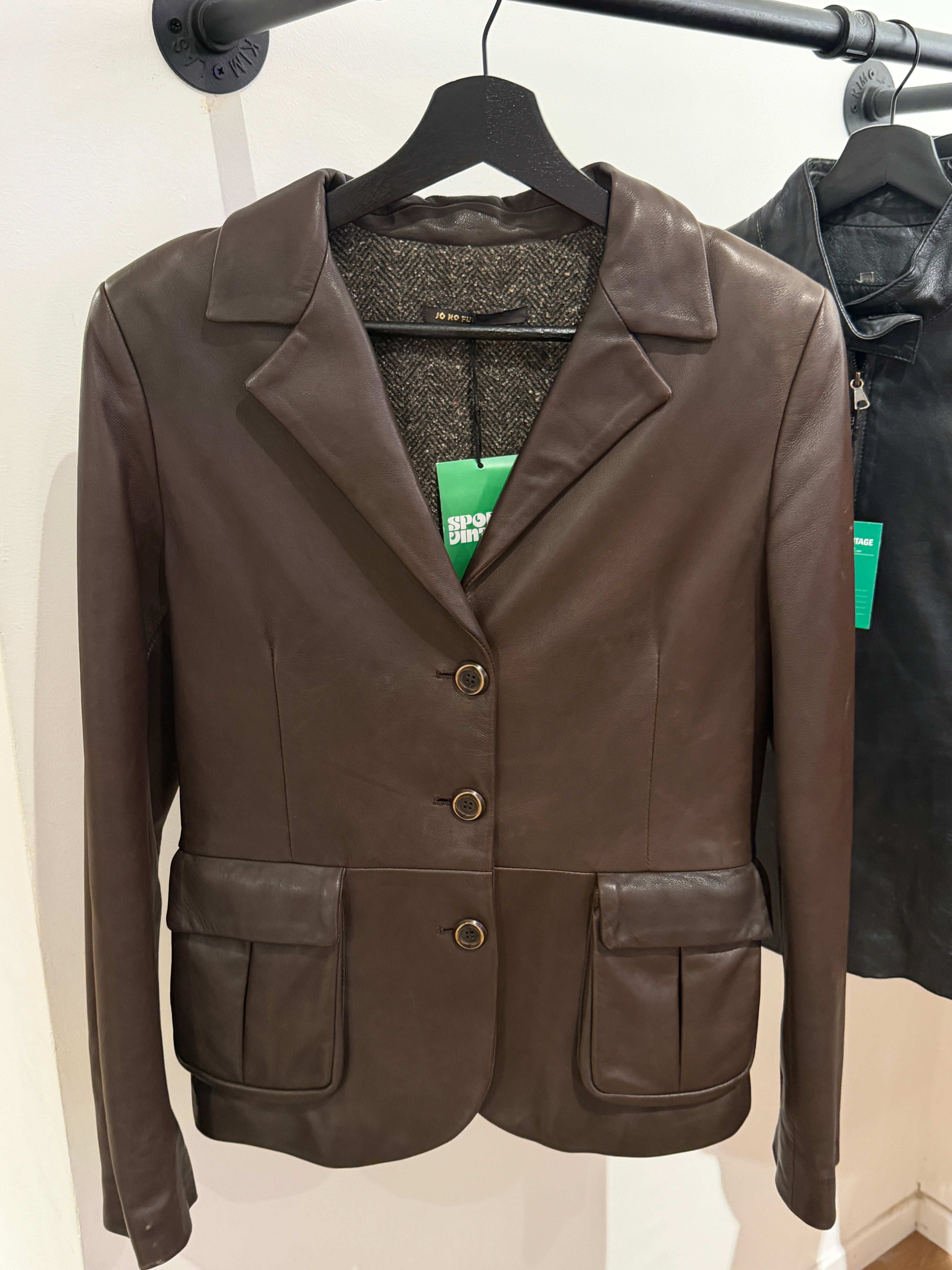 Giacca vintage in vera pelle marrone