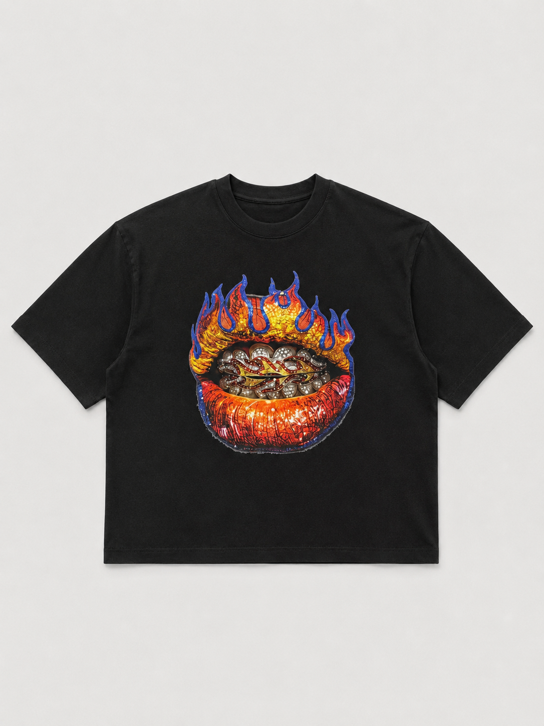 T-shirt Custom Flame Lips Boxy Fit