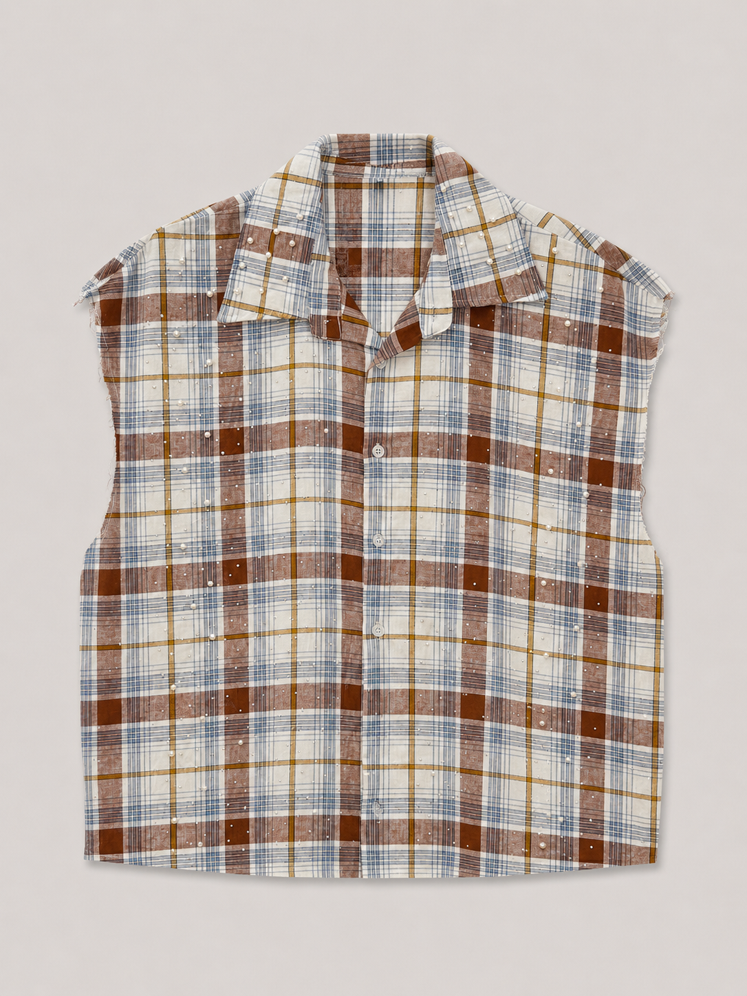 Camicia smanicata perle e strass
