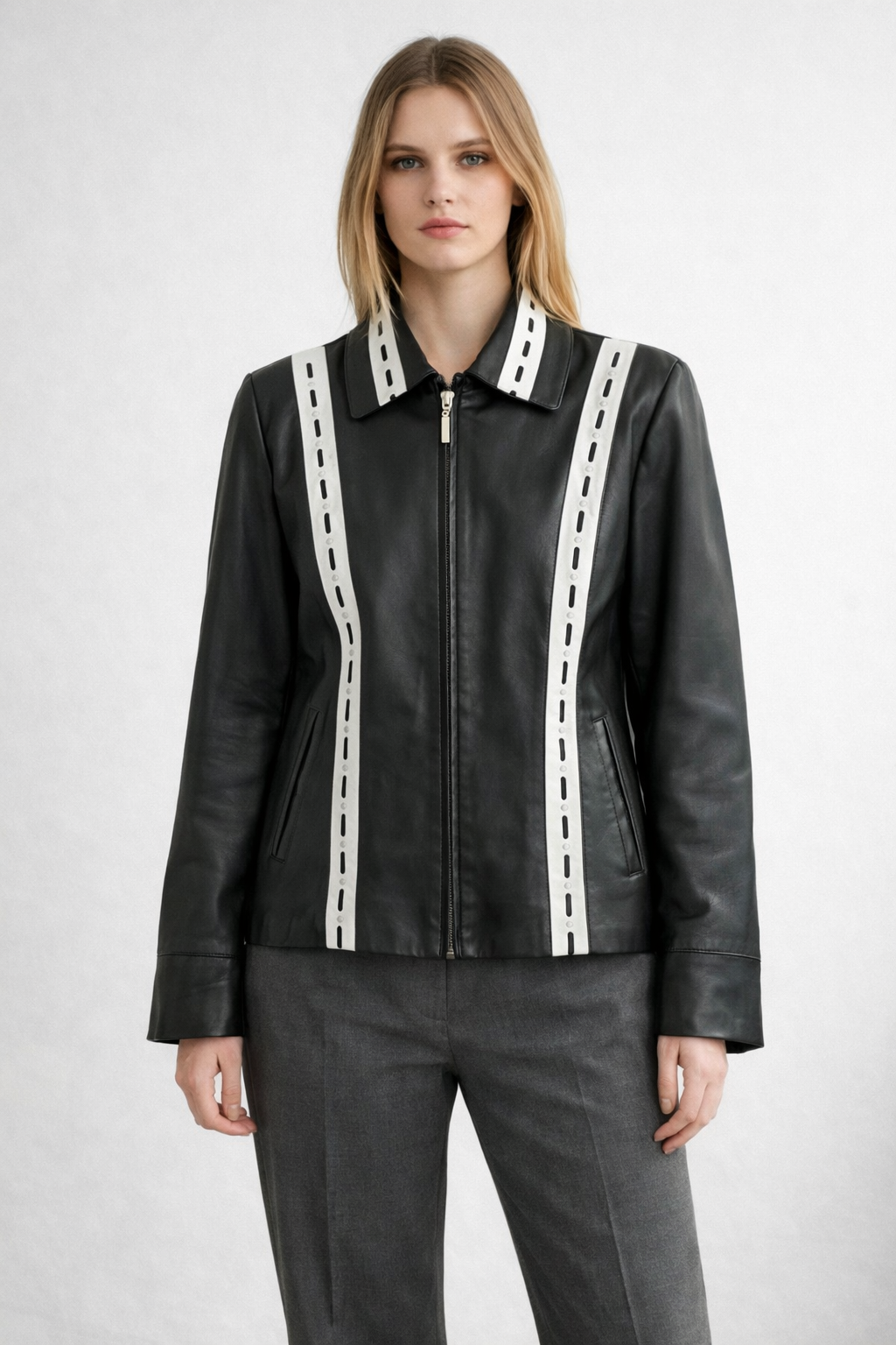 Giacca Vintage in Vera Pelle Nera