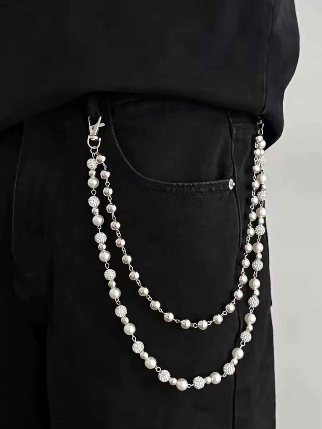 Catena jeans con perle