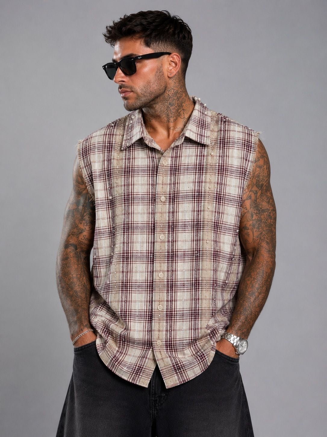 Camicia smanicata perle e strass | Sporty Vintage Torino